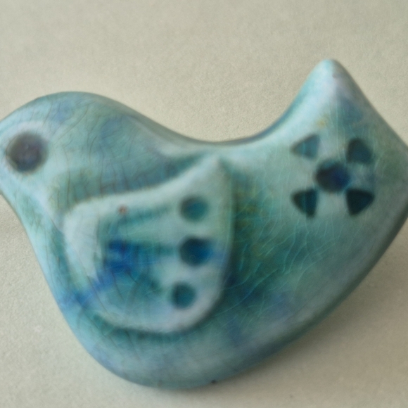 Ceramic Blue Bird Brooch - Picture 2 of 5